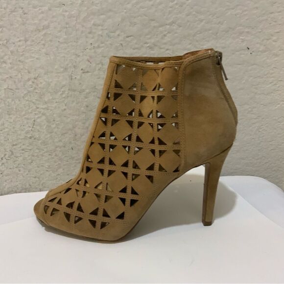 Michael Kors Tan Open Toe Suede Heeled Booties 7M - Picture 4 of 15